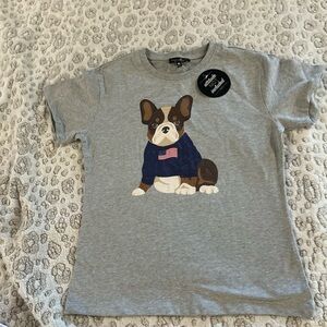NWT Blue and Gray French Bulldog Tee Short Sleeve Women’s Size Large